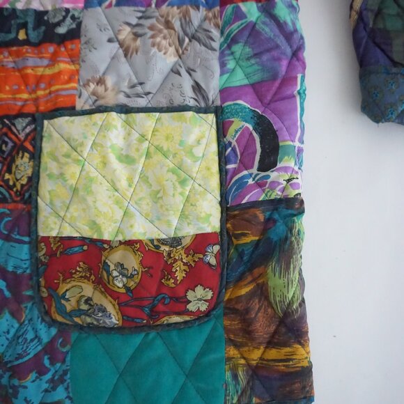 Vintage Multicolor Floral Patchwork Quilted Button Front Jacket Shacket M - Picture 5 of 11